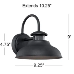 John Timberland Midland Industrial Outdoor Wall Light Fixture Black Motion Sensor Dusk To Dawn 9" For Post Exterior Barn Deck House Porch Yard Patio -Outdoor Garden Store GUEST b91a8df9 6ac2 4f4e 9acd 16270802e97d