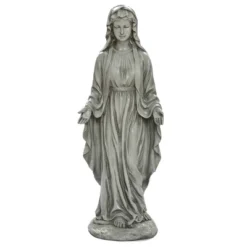 LuxenHome 30.5" H Virgin Mary Indoor Outdoor Statue Garden Statues, Gray Or Ivory