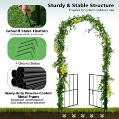Costway Garden Arch Arbor Trellis With Gate 7.5 Ft Patio Archway Pergola For Wedding -Outdoor Garden Store GUEST b970d1b5 4764 4477 8a3a 4f28cc8b44cd