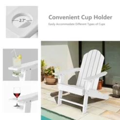 Tangkula Patio 2PCS Adirondack Chair Side Table Set Outdoor Chair Set With End Table Weather Resistant Cup Holder For Backyard Garden White -Outdoor Garden Store GUEST b9b227ca 870c 4e27 aff9 1c5f9824a18b