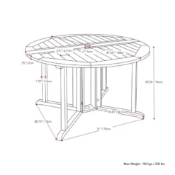 Outdoor Drop Leaf Round Dining Table - Whitewash - CorLiving -Outdoor Garden Store GUEST bae40a03 c40b 486f 9389 f504e1e1c074