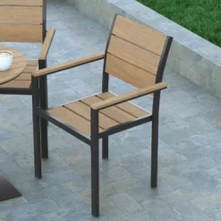 Emma And Oliver Outdoor Stacking Side Chair With Faux Teak Poly Slat Seat, Back And Arms And Metal Frame 14 Emma And Oliver Outdoor Stacking Side Chair With Faux Teak Poly Slat Seat, Back And Arms And Metal Frame -Outdoor Garden Store GUEST bb6bd82b fe55 4adc a09d 9e808d0c6b9a