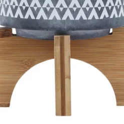 Sagebrook Home With Wooden Stand Aztec Ceramic Planter Pots Gray -Outdoor Garden Store GUEST bb6e35cd bff6 480d 89fa da9d632c210e
