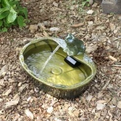 Sunnydaze Decor Sunnydaze Outdoor Solar Powered Ceramic Spitting Frog Water Fountain With Submersible Pump - 7" - Green -Outdoor Garden Store GUEST bbeaebc5 6398 4f1d 943c a4f62339163d