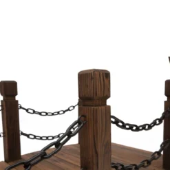 Outsunny 5 Ft Wooden Garden Bridge Arc Footbridge With Metal Chain Railings & Solid Fir Construction, Stained Wood -Outdoor Garden Store GUEST bbf68fbc eef0 4414 b1f4 2bdc4ae5a107