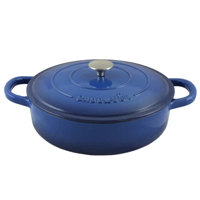 Crock-Pot Crock Pot Artisan Enameled 5 Quart Cast Iron Round Braiser Pan With Self Basting Lid In Sapphire Blue 3 Crock-Pot Crock Pot Artisan Enameled 5 Quart Cast Iron Round Braiser Pan With Self Basting Lid In Sapphire Blue - Image 3