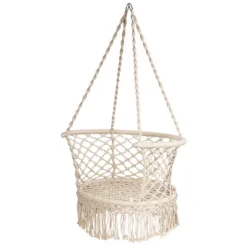 Costway Hanging Hammock Chair Macrame Swing Hand Woven Cotton Backrest -Outdoor Garden Store GUEST bd09c62a 48c6 4fd0 88fc 5f01f740bff0