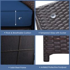 Costway 6PCS Patio Rattan Furniture Set 32'' Fire Pit Table Tank Holder With Cover Beige/Navy/Red/Turquoise -Outdoor Garden Store GUEST bd6b859c ff99 4510 9bc0 7c12d450aea1