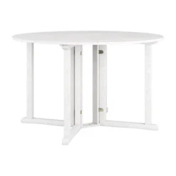 Outdoor Drop Leaf Round Dining Table - Whitewash - CorLiving -Outdoor Garden Store GUEST be2c8ff0 7f13 48c6 918e 66ae55f79772