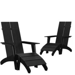Flash Furniture Set Of 2 Sawyer Modern All-Weather Poly Resin Wood Adirondack Chairs With Foot Rests -Outdoor Garden Store GUEST be4b2f90 eebf 4e28 b967 884645fc53af