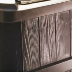 FCMP Outdoor WG4000 45 Gallon Wood Grain Outdoor Home Rain Water Catcher Barrel Flat Back Container With Spigots And Mesh Screen, Brown -Outdoor Garden Store GUEST be63cbdf ff02 4180 a546 08398fa3d116