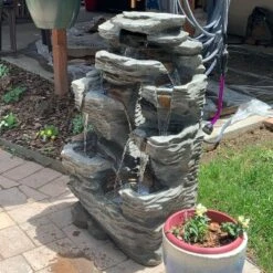 Sunnydaze Decor Sunnydaze 39"H Electric Polyresin And Fiberglass Dual Cascading Falls Outdoor Water Fountain With LED Lights -Outdoor Garden Store GUEST be7fd6cf 3097 4c80 b07f 2c2a02911122
