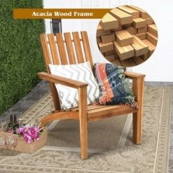 Costway Patio Acacia Wood Adirondack Chair Lounge Armchair Durable Outdoor Garden Yard -Outdoor Garden Store GUEST be9d7a72 d332 4063 9925 adf3dc42e22f
