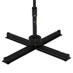 Outsunny 9.8' Offset Patio Umbrella With Base, Steel Aluminum Cantilever Umbrella With 360-degree Rotation, Tilt, 8 Ribs, Crank, Cross Base, Coffee -Outdoor Garden Store GUEST bedf1426 9156 4418 823c 6e8e11f3910e