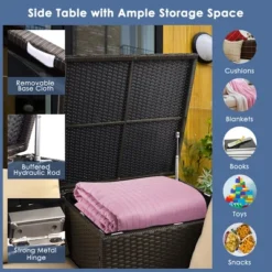 Costway 4PCS Patio Rattan Furniture Set Cushioned Loveseat Storage Table Navy -Outdoor Garden Store GUEST beef8b6a ccb0 4efe b2b6 da1456606f7f