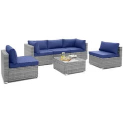Costway 6 PCS Patio Conversation Sofa Set Outdoor Rattan Furniture Cushioned Seat Navy 12 Costway 6 PCS Patio Conversation Sofa Set Outdoor Rattan Furniture Cushioned Seat Navy -Outdoor Garden Store GUEST bfe4f9ec a04b 446c a592 89e5e161d46e