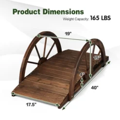 Costway 3.3FT Garden Bridge Classic Arc Wooden Bridge Decorative Garden Landscape -Outdoor Garden Store GUEST c0750d70 120a 461a 83ad af7933959847