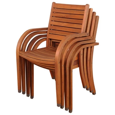 Richfield 5pc Patio Eucalyptus Wood Dining Set - International Home Miami 2 Richfield 5pc Patio Eucalyptus Wood Dining Set - International Home Miami - Image 2