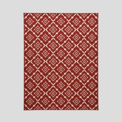 Tallevast Trellis Outdoor Rug Red/Ivory - Christopher Knight Home 6 Tallevast Trellis Outdoor Rug Red/Ivory - Christopher Knight Home - Image 6