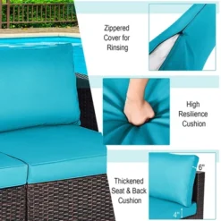 Costway 4PCS Patio Rattan Corner Sofa With Blue Cushion 14 Costway 4PCS Patio Rattan Corner Sofa With Blue Cushion -Outdoor Garden Store GUEST c2ee8087 fc80 4eb2 b9f1 5e2ef227afb3