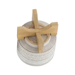 Sagebrook Home With Wood Stand Geometric Ceramic Planter Pots -Outdoor Garden Store GUEST c2ff5453 0aea 47b3 b3d6 19c4742ef539