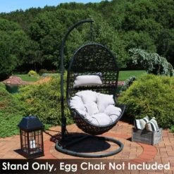 Sunnydaze Decor Sunnydaze Durable Indoor/Outdoor Powder-Coated Steel Egg Chair Stand With Extra-Wide Round Base - 76" H - Black -Outdoor Garden Store GUEST c3190e57 13e7 439b b00f 61cee7adedb0