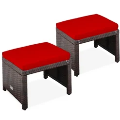 Best Choice Products Set Of 2 Multipurpose Patio Wicker Ottomans W/ Removable Cushions, Steel Frame -Outdoor Garden Store GUEST c3d59ab8 abb4 410f 8052 3002b84aba5e