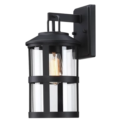 Glass Outdoor Wall Light Black - Wellfor 1 Glass Outdoor Wall Light Black - Wellfor