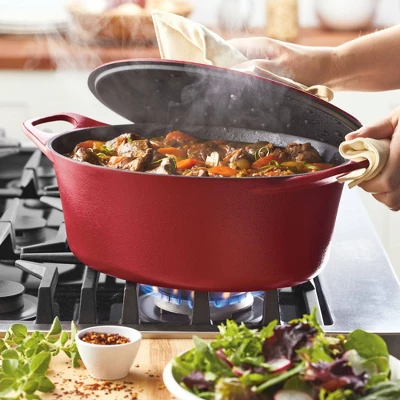 Rachael Ray Premium RUST-RESISTANT Cast Iron Dutch Oven 6.5qt Red 6 Rachael Ray Premium RUST-RESISTANT Cast Iron Dutch Oven 6.5qt Red - Image 6