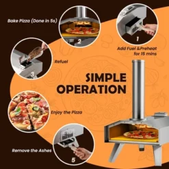 Costway Wood Pellet Pizza Oven Pizza Maker Portable Outdoor Pizza Stone W/ Foldable Leg -Outdoor Garden Store GUEST c5288141 6c37 4cf7 a4c6 2e13e86082f9