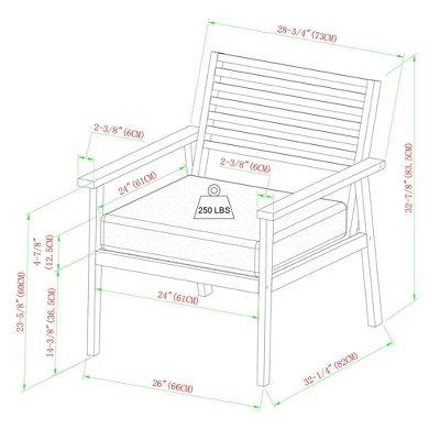 Saracina Home 4pc Mid-Century Modern Slatted Acacia Outdoor Patio Conversation Furniture Set 5 Saracina Home 4pc Mid-Century Modern Slatted Acacia Outdoor Patio Conversation Furniture Set - Image 5