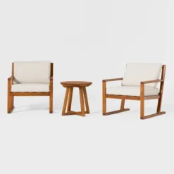 Saracina Home 3pc Modern Slat-Back Acacia Outdoor Conversation Set With Cushions 8 Saracina Home 3pc Modern Slat-Back Acacia Outdoor Conversation Set With Cushions -Outdoor Garden Store GUEST c5f0efa3 a546 441a a62d 8991ad328bec