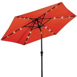Costway 9ft Market Patio Umbrella W/Solar Lights & 40 LBS Steel Umbrella Stand -Outdoor Garden Store GUEST c60d20ca 9a8f 4fb1 aca5 117fb5312f7f