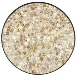 Teal Island Designs Modern Black Round Outdoor Accent Side Table 14" Wide Natural Mosaic Tabletop For Front Porch Patio Home House -Outdoor Garden Store GUEST c6d4ac86 3780 4a5f 9589 fdcf36c17846