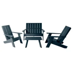 Italica 4pc Outdoor Set With Modern Adirondack Chairs, Double Wide Adirondack Chairs & Table - Highwood -Outdoor Garden Store GUEST c7287b6e f463 45bb a352 b12107190c4d