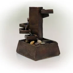 11" Resin Tiered Stone Eternity Tabletop Fountain Brown - Alpine Corporation -Outdoor Garden Store GUEST c7f18b80 8bfd 4135 b2fe 01cc8ac4f16d