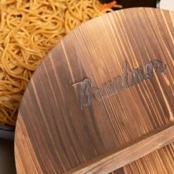 Bruntmor 14" Enameled Cast Iron Wok Nonstick Skillet Pan With Wooden Pot Lid Cover - Black -Outdoor Garden Store GUEST c7f1b57f 5d8f 4431 a777 b8e0998b6c42