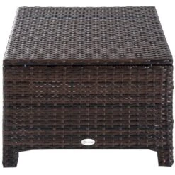 Outsunny 2 Pc 20" Outdoor PE Rattan Wicker Ottoman, Fade-Resistant Patio Footrest With Soft Cushion, Steel Frame, Dark Brown, White -Outdoor Garden Store GUEST c841fbc8 1126 47c7 8fb3 702614122c53