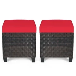 Costway 2PCS Patio Rattan Ottoman Cushioned Seat Foot Rest Coffee Table Red -Outdoor Garden Store GUEST c85bad6d c13a 4e1d 8e3b d9bf44565cae