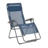Lafuma Futura XL Zero Gravity Portable Ergonomic Outdoor Patio Steel Framed Recliner Folding Lounge Chair With Headrest Cushion, Ocean Blue (2 Pack)