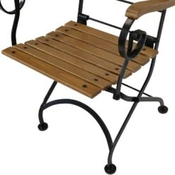 Sunnydaze Decor Sunnydaze Indoor/Outdoor Patio Or Dining Deluxe Chestnut Wooden Folding Bistro Arm Chair - Brown -Outdoor Garden Store GUEST ca121174 71ef 4949 bd95 0d50311d76c0