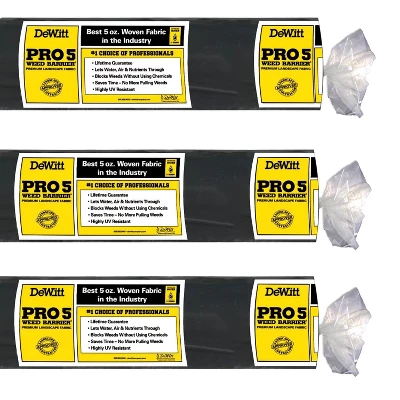 DeWitt Sunbelt 6' Wide Weed Barrier Landscape Fabric Ground Cover, 300' (3 Pack) 1 DeWitt Sunbelt 6' Wide Weed Barrier Landscape Fabric Ground Cover, 300' (3 Pack)