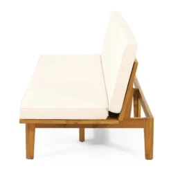 Jill Outdoor Acacia Wood Convertible Daybed With Cushions Teak/Beige - Christopher Knight Home -Outdoor Garden Store GUEST ca6d953d eea0 4111 89e7 389355abf09f