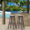Aoodor Bar Stools Set Of 2, Backless Bar Chairs With Footrest, 29.5" Tall, For Living Room, Dining Room, Kitchen
