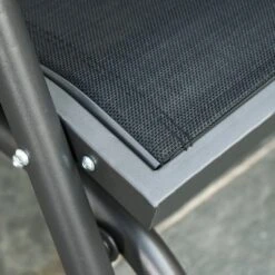 Outsunny Outdoor Glider Chair, Swing Chair With Breathable Mesh Fabric, Curved Armrests And Steel Frame For Porch, Garden, Poolside, Balcony, Black -Outdoor Garden Store GUEST cb55a487 2943 478b 9ebf 67a497bc5539