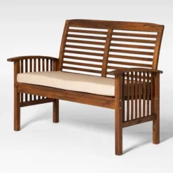 Ravenscroft Modern Boho Acacia Wood Slatted Outdoor Loveseat With Cushion - Saracina Home 30 Ravenscroft Modern Boho Acacia Wood Slatted Outdoor Loveseat With Cushion - Saracina Home -Outdoor Garden Store GUEST cc174b51 e201 4d4d bdc1 4e90ccd2ded9