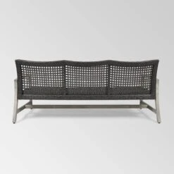 Hampton Wood & Wicker Sofa - Light Gray/Black - Christopher Knight Home -Outdoor Garden Store GUEST cc32f479 ae3f 4acb 84ac 325b85697a8f