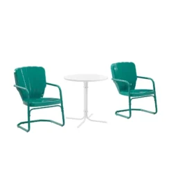 Ridgeland 3pc Outdoor Bistro Set With Table & 2 Chairs - Turquoise Gloss - Crosley -Outdoor Garden Store GUEST cc9f05cd 6062 47e4 ba9f 7e78f83d4f80