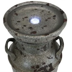 Sunnydaze Decor Sunnydaze 20"H Electric Polystone Farmhouse Vintage Milk Can Birdbath Outdoor Water Fountain With LED Lights -Outdoor Garden Store GUEST cd9a9162 8e09 48f3 b401 1df91b056892