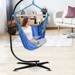 Costway Hammock Rope Chair Patio Porch Yard Tree Hanging Air Swing Outdoor (Blue) 11 Costway Hammock Rope Chair Patio Porch Yard Tree Hanging Air Swing Outdoor (Blue) -Outdoor Garden Store GUEST ce27771c f96e 423e a01a 5d4d3b9908f2